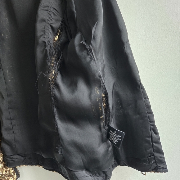 W118 by Walter Baker Gold Sequin Long Sleeve Jacket Small - Picture 10 of 10